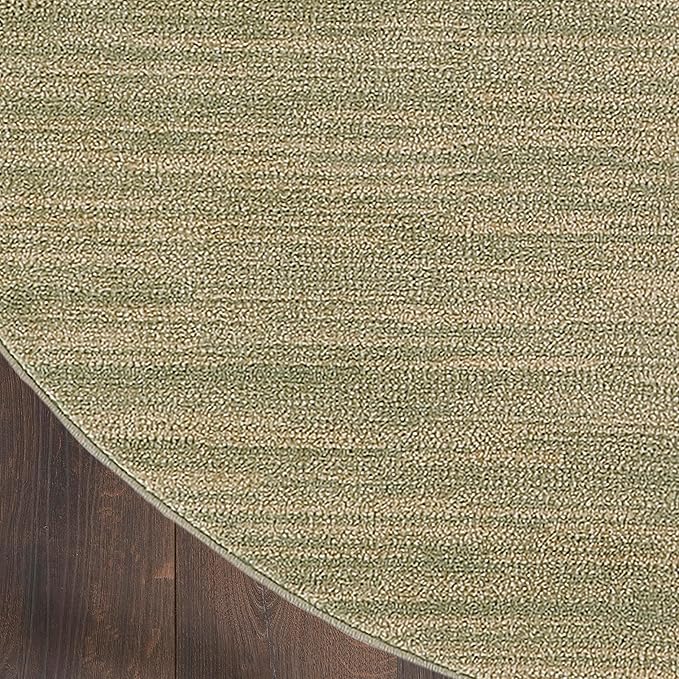 Nourison Essentials Indoor/Outdoor Green Gold 6' x Round Area Rug, Easy Cleaning, Non Shedding, Bed Room, Living Room, Dining Room, Backyard, Deck, Patio (6 Round)
