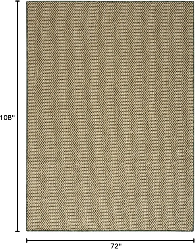 Nourison Courtyard Green 6' x 9' Area Rug - Easy Clean, Non Shedding, Bed Room, Living Room, Dining Room, Kitchen (6' x 9')