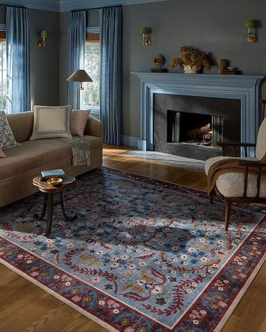 Loloi Rifle Paper Co. Canopy Collection CNP-03 Red/Blue 3'-9" x 5'-9" Accent Rug