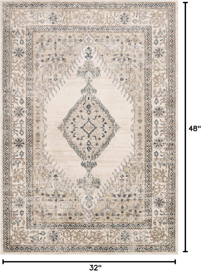 Loloi II Teagan Collection TEA-02 Oatmeal/Ivory 2'-8" x 4', .25" Thick, Accent Rug, Soft, Durable, Neutral, Woven, Low Pile, Non-Shedding, Easy Clean, Living Room Rug