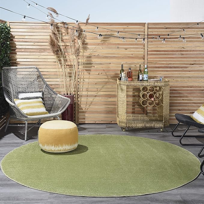 Nourison Essentials 8' x Round Green Fabric Outdoor Area Rug (8' Round)