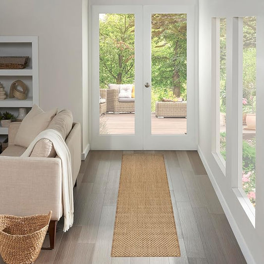 Nourison Courtyard Jute 2' x 6' Area Rug - Easy Clean, Non Shedding, Bed Room, Living Room, Dining Room, Kitchen (6' Runner)