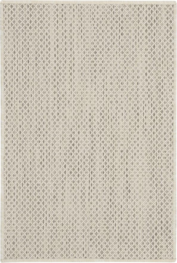 Nourison Courtyard Indoor/Outdoor Ivory Silver 2' x 3' Area Rug, Geometric, Easy Cleaning, Non Shedding, Bed Room, Living Room, Dining Room, Deck, Patio, Backyard (2x3)