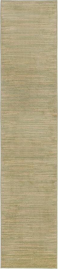 Nourison Essentials 10' Runner Green Gold Fabric Area Rug