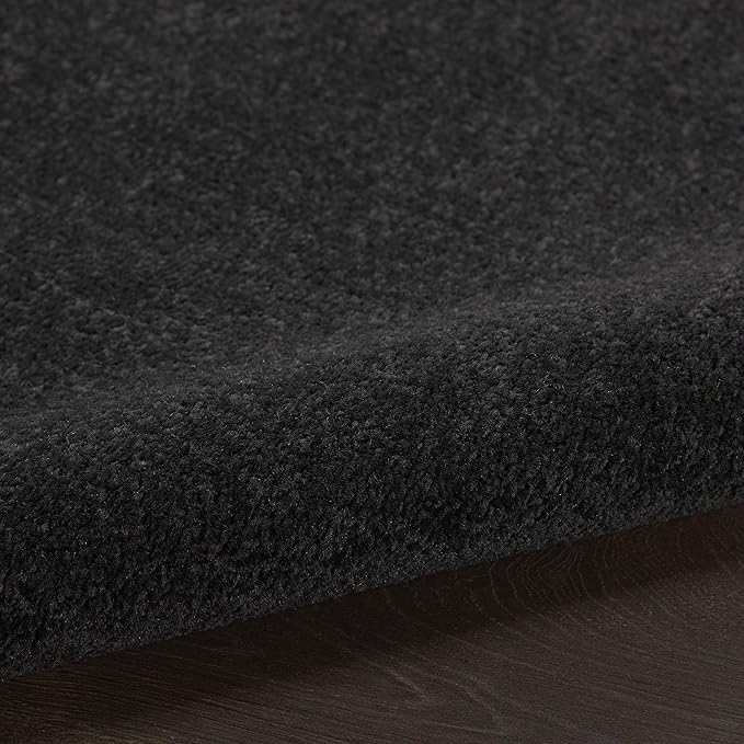 Nourison Essentials 108x144 Rectangle Fabric Area Rug in Black/Charcoal