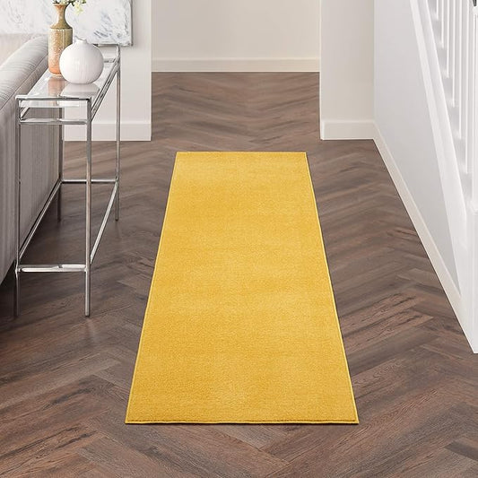 Nourison Essentials Indoor/Outdoor Yellow 2' x 6' Area Rug, Easy Cleaning, Non Shedding, Bed Room, Living Room, Dining Room, Backyard, Deck, Patio (2x6)