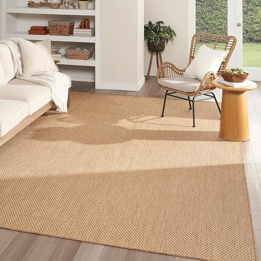 Nourison Courtyard Jute 9' x 12' Area Rug - Easy Clean, Non Shedding, Bed Room, Living Room, Dining Room, Kitchen (9' x 12')