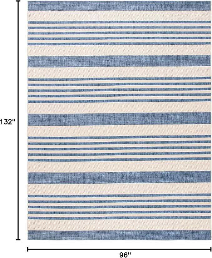 SAFAVIEH Courtyard Collection Area Rug - 8' x 11', Beige & Blue, Non-Shedding & Easy Care, Indoor/Outdoor & Washable-Ideal for Patio, Backyard, Mudroom (CY6062-233)
