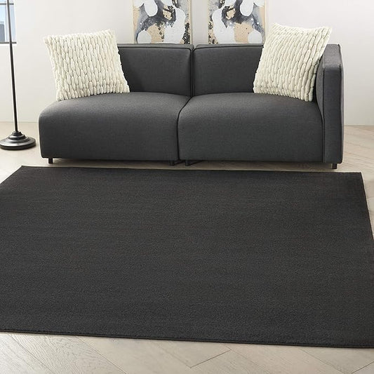 Nourison Essentials 7' x Square Black Fabric Outdoor Area Rug (7' Square)