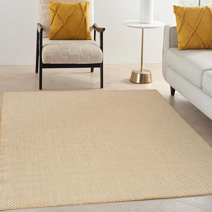 Nourison Courtyard Natural 5' x 7' Area Rug - Easy Clean, Non Shedding, Bed Room, Living Room, Dining Room, Kitchen (5' x 7')