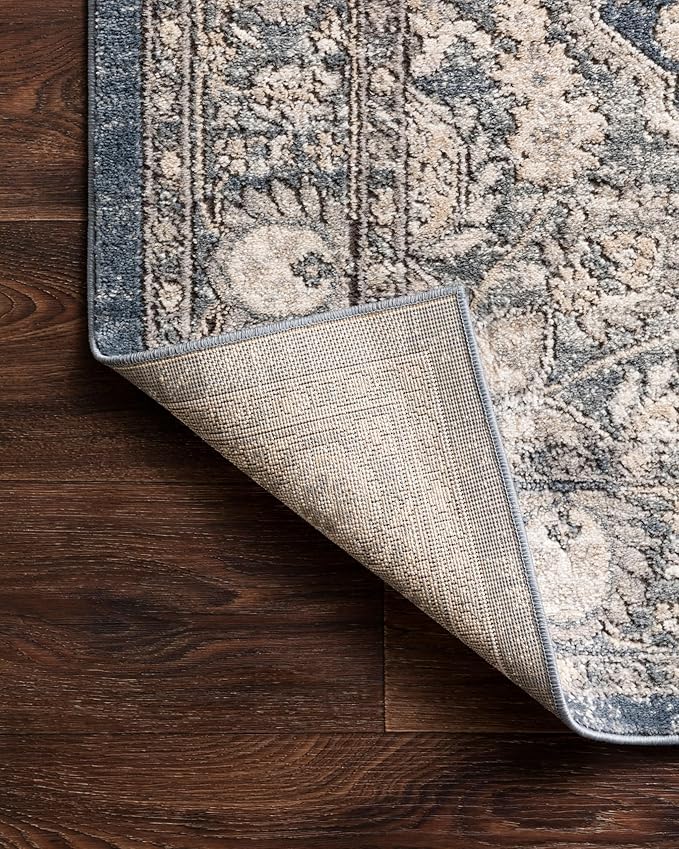 Loloi Teagan Collection 5'-3" x 7'-6" Area Rug in Ivory/Mist - Large, Soft Neutral Rug, High-Traffic for Living Room, Bedroom, Home Office, Dining Area