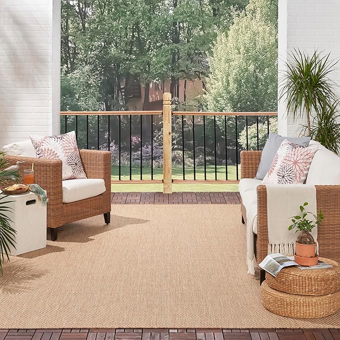 Nourison Courtyard Jute 9' x 12' Area Rug - Easy Clean, Non Shedding, Bed Room, Living Room, Dining Room, Kitchen (9' x 12')