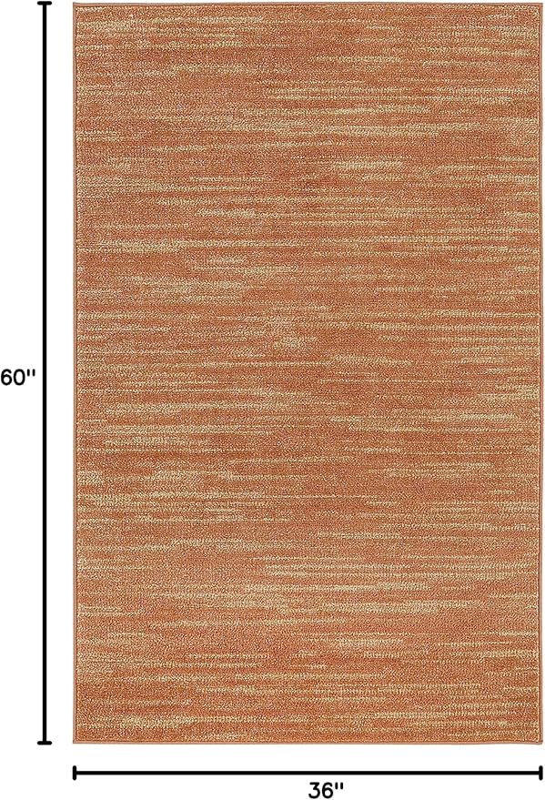 Nourison Essentials Indoor/Outdoor Rust 3' x 5' Area Rug, Easy Cleaning, Non Shedding, Bed Room, Living Room, Dining Room, Backyard, Deck, Patio (3x5)