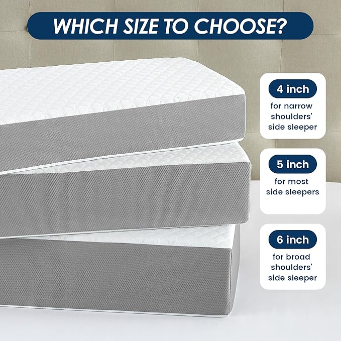 Cooling Cube Pillow for Side Sleepers, Square Memory Foam Side Sleeper Pillow Firm Soft Double-Sided Supportive, Support Head Cervical Pillow for Neck Shoulder Pain, 24"x12"x5"