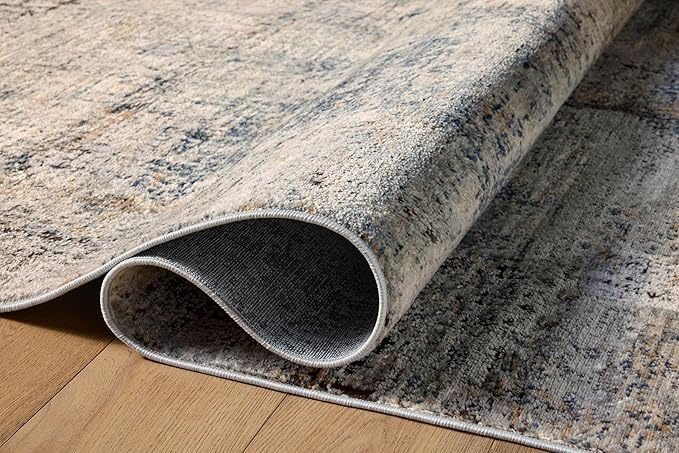 Loloi Teagan Collection 9'-9" x 13'-6" Area Rug in Denim/Slate - Large, Soft Neutral Rug, High-Traffic for Living Room, Bedroom, Home Office, Dining Area