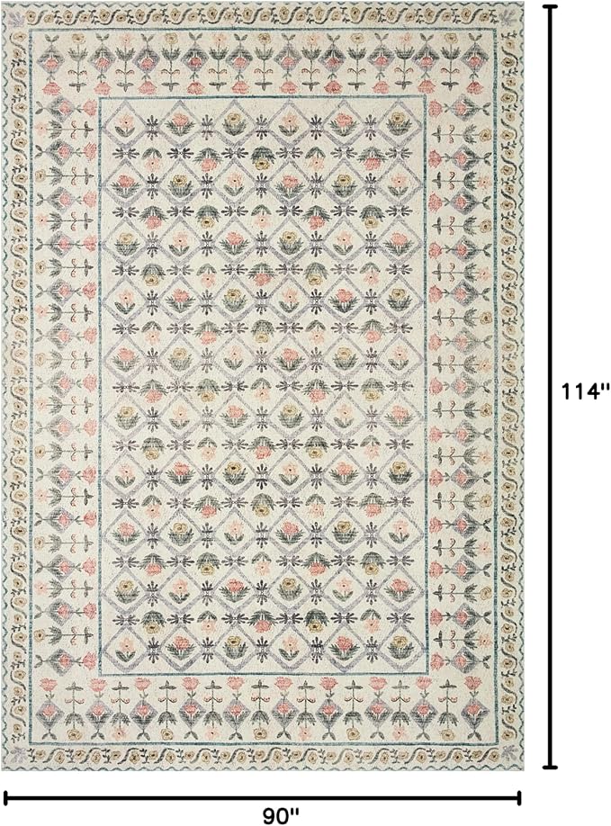 Rifle Paper Co. x Loloi Eden Collection EDE-03 Lattice Ivory 7'-6" x 9'-6" Area Rug
