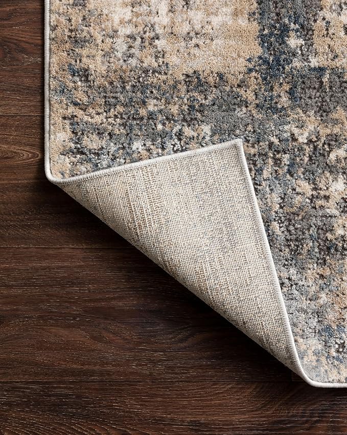 Loloi II Teagan Collection TEA-08 Ivory/Mist 3'-4" x 5'-7", .25" Thick, Accent Rug, Soft, Durable, Neutral, Woven, Low Pile, Non-Shedding, Easy Clean, Living Room Rug