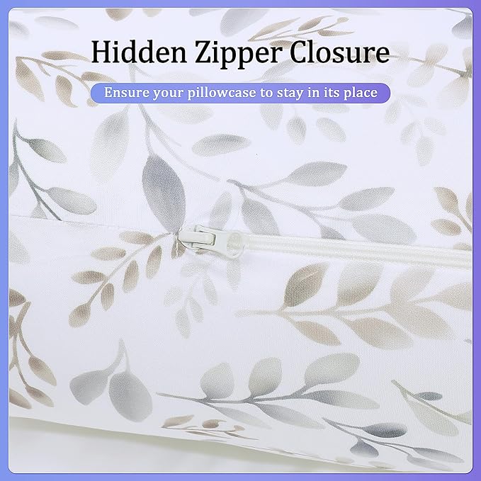 Floral Soft Pregnancy Pillow Cover (ONLY Pillowcase), C Shaped Luxurious Velvet Maternity Pillow Cover with Hidden Zip, Warm Large Pillow Protector for Side Sleeper, White, 60x34 in