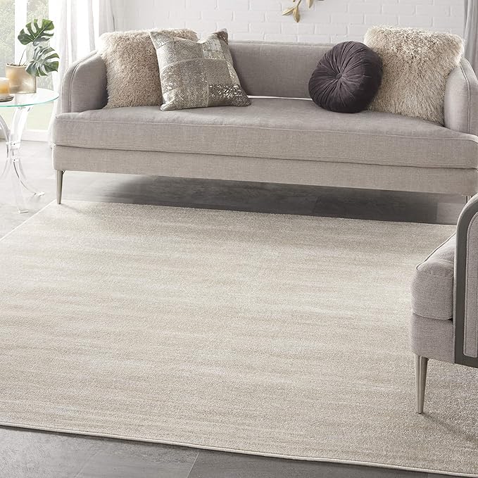 Nourison Essentials 9' x Square Contemporary Fabric Area Rug in Ivory/Beige