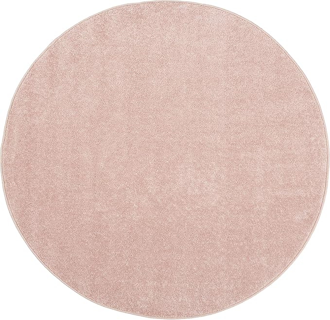 Nourison Essentials Indoor/Outdoor Pink 4' x Round Area Rug, Easy Cleaning, Non Shedding, Bed Room, Living Room, Dining Room, Backyard, Deck, Patio (4 Round)