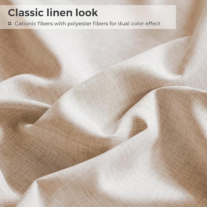 Full Sheets Brown, Ultral Soft Cationic Linen Look Sheets, Luxury Cooling Cozy Bed Sheet Set with Non-Slip Fitted Sheet