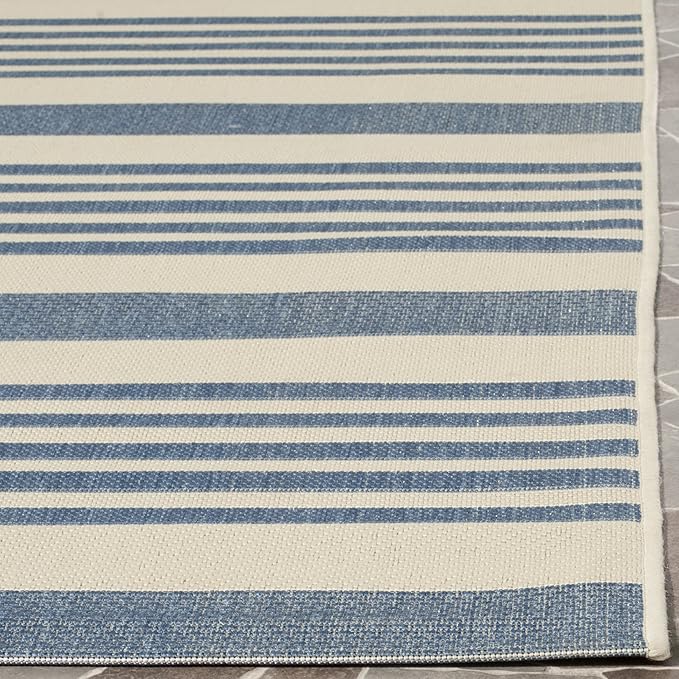 SAFAVIEH Courtyard Collection Area Rug - 8' x 10', Beige & Blue, Non-Shedding & Easy Care, Indoor/Outdoor & Washable-Ideal for Patio, Backyard, Mudroom (CY6062-233)