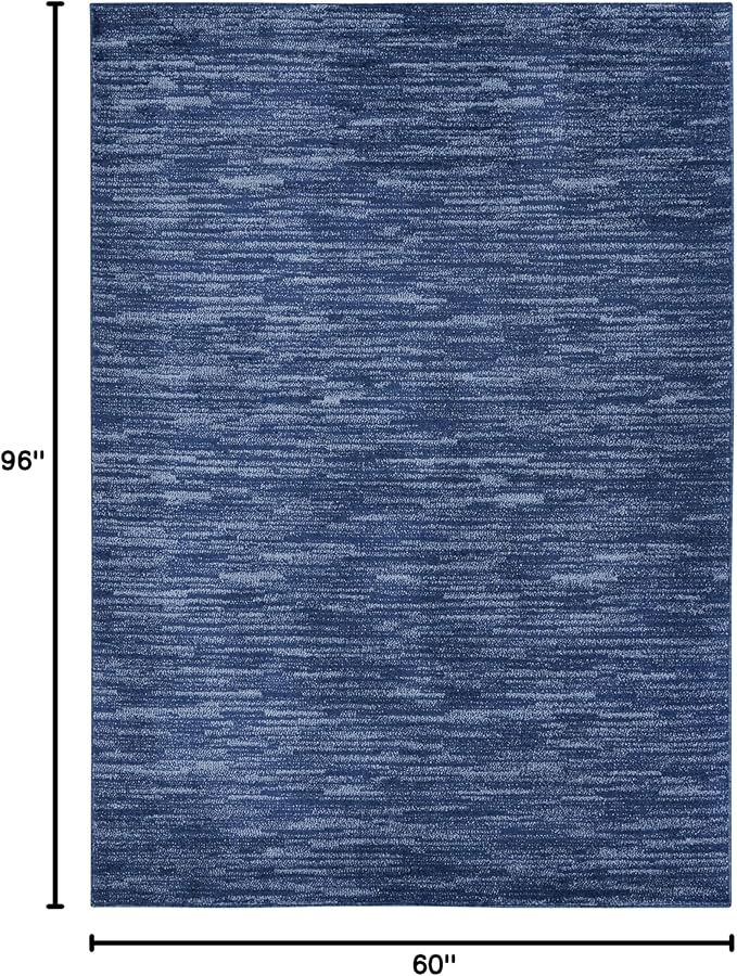 Nourison Essentials Indoor/Outdoor Navy Blue 5' x 8' Area Rug, Easy Cleaning, Non Shedding, Bed Room, Living Room, Dining Room, Backyard, Deck, Patio (5x8)