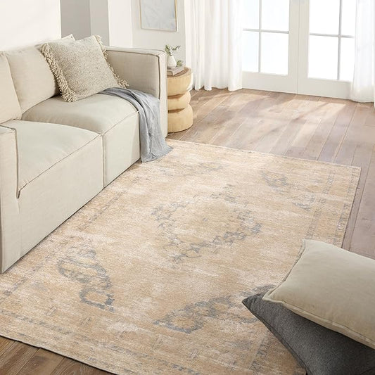 Jaipur Living Natural, Jute 5x8 Area Rug, Boho, Tan and Slate, Living Room Rug, Bedroom Rug