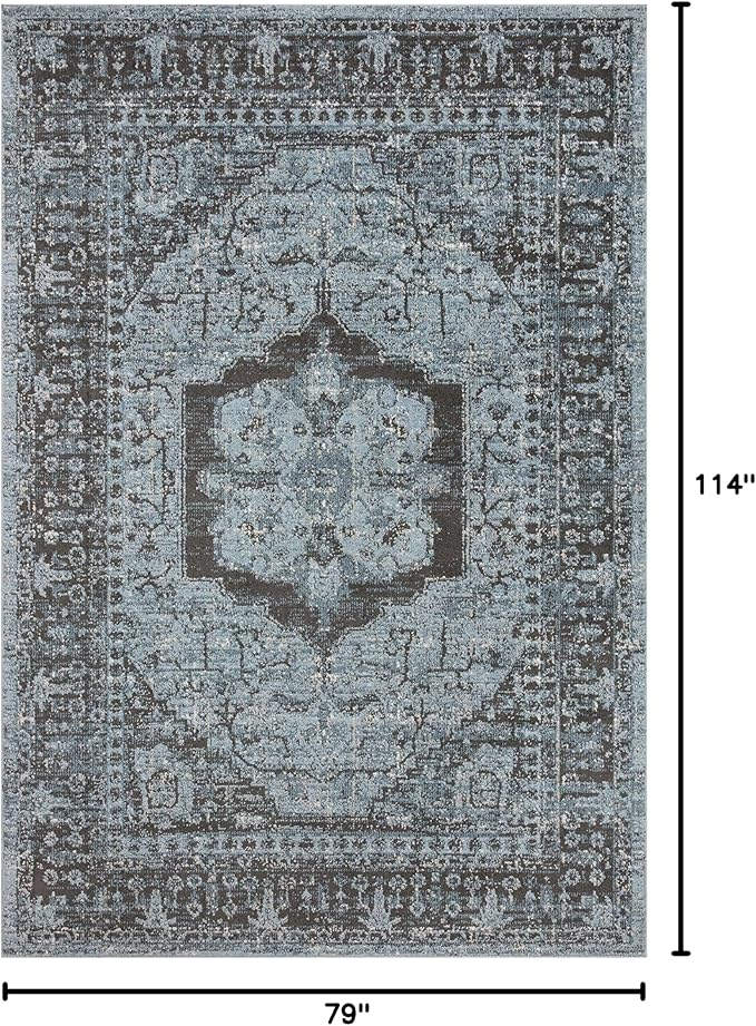 Loloi II Odette Collection ODT-08 Sky/Charcoal 6'-7" x 9'-6" Area Rug