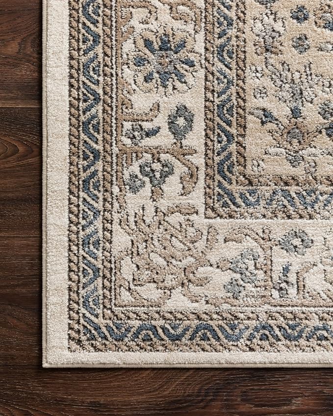 Loloi II Teagan Collection TEA-02 Oatmeal/Ivory 2'-8" x 4', .25" Thick, Accent Rug, Soft, Durable, Neutral, Woven, Low Pile, Non-Shedding, Easy Clean, Living Room Rug