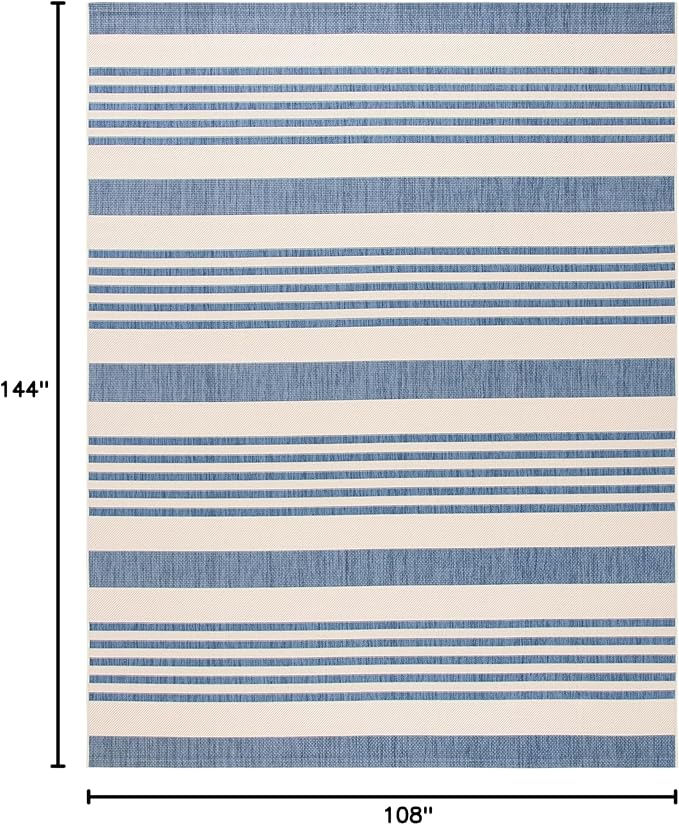 SAFAVIEH Courtyard Collection Area Rug - 9' x 12', Beige & Blue, Non-Shedding & Easy Care, Indoor/Outdoor & Washable-Ideal for Patio, Backyard, Mudroom (CY6062-233)