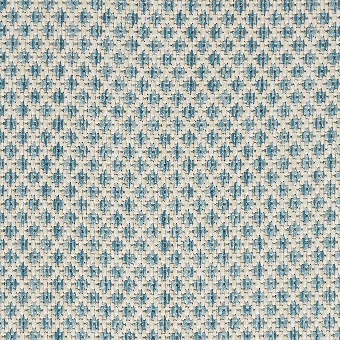 Nourison Courtyard Indoor/Outdoor Ivory/Aqua 5' x 8' Oval Area Rug, Easy Cleaning, Non Shedding, Bed Room, Living Room, Dining Room, Backyard, Deck, Patio (5x8 Oval)