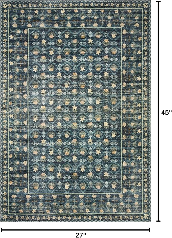 Rifle Paper Co. x Loloi Eden Collection EDE-03 Lattice Indigo 2'-3" x 3'-9" Accent Rug