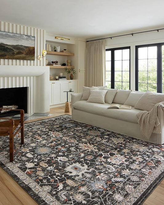 Loloi II Odette Collection ODT-04 Charcoal/Multi 4'-0" x 6'-0" Accent Rug