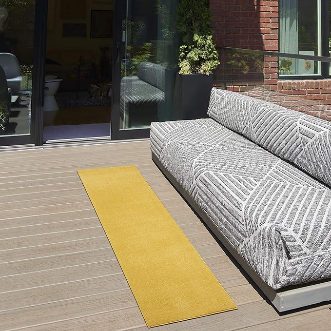 Nourison Essentials 2'2" x 10' Yellow Outdoor Indoor/Outdoor Rug