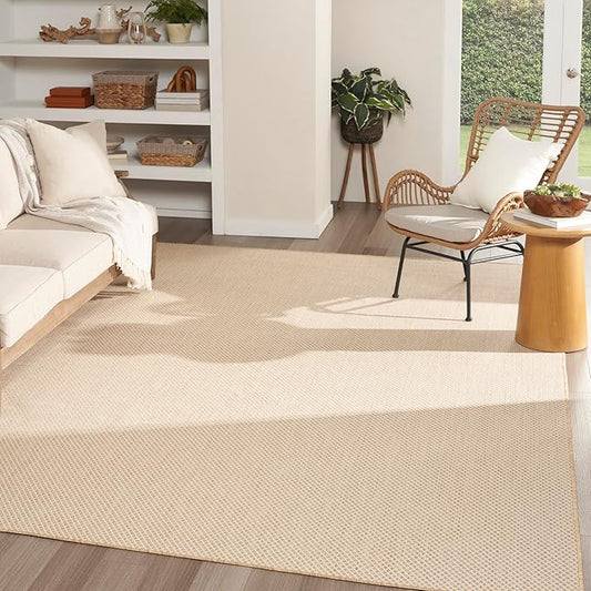 Nourison Courtyard Natural 9' x 12' Area Rug - Easy Clean, Non Shedding, Bed Room, Living Room, Dining Room, Kitchen (9' x 12')