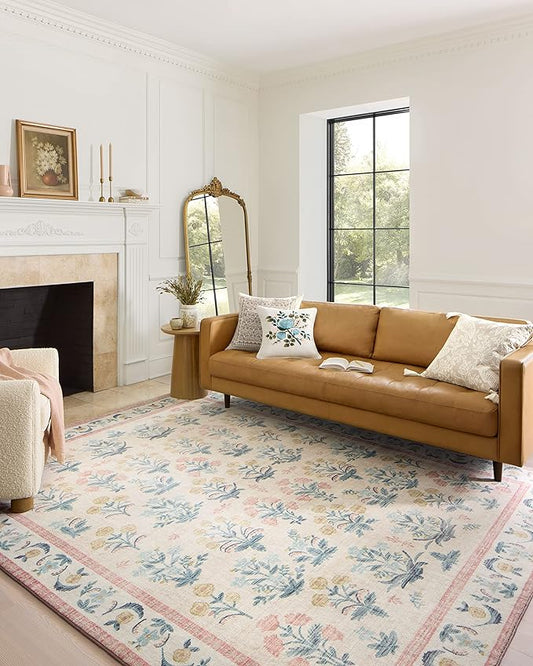 Rifle Paper Co. x Loloi Eden Collection EDE-01 Mughal Rose Blush 2'-6" x 7'-6" Runner Rug