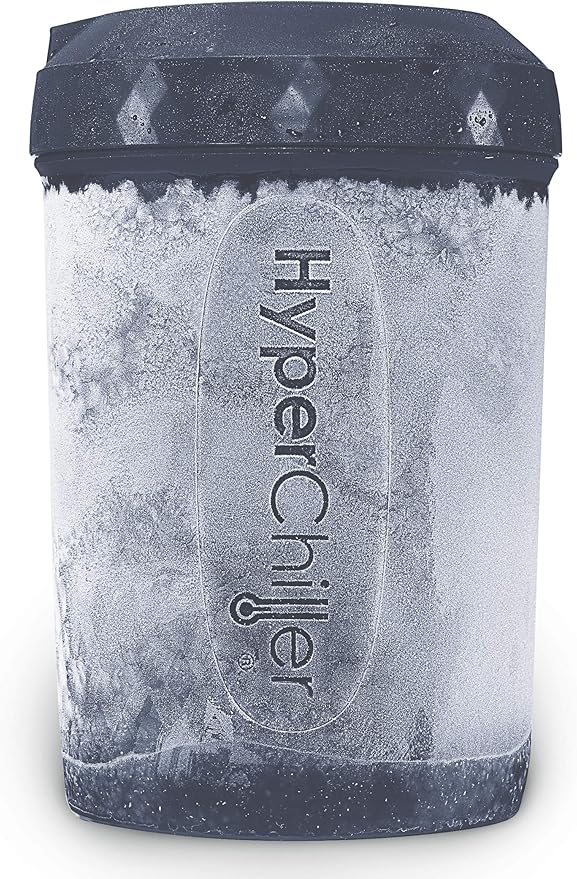 HyperChiller HC2CB Patented Iced Coffee/Beverage Cooler, NEW, IMPROVED,STRONGER AND MORE DURABLE! Ready in One Minute, Reusable for Iced Tea, Wine, Spirits, Alcohol, Juice, 12.5 Oz, Charcoal Black