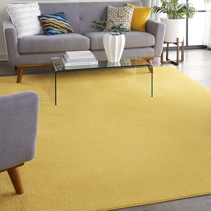 Nourison Essentials Indoor/Outdoor Yellow 10' x 14' Area Rug, Easy Cleaning, Non Shedding, Bed Room, Living Room, Dining Room, Backyard, Deck, Patio (10x14)