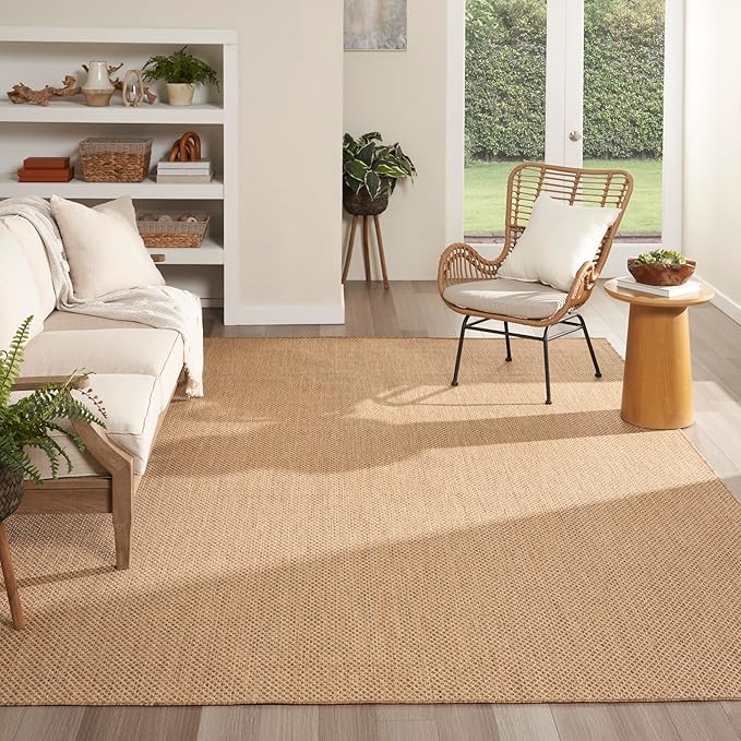 Nourison Courtyard Jute 9' x 12' Area Rug - Easy Clean, Non Shedding, Bed Room, Living Room, Dining Room, Kitchen (9' x 12')