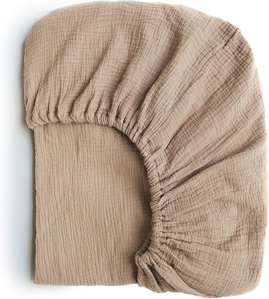 Konssy Muslin Fitted Crib Sheets 100% Cotton Baby Crib Sheets for Standard Crib Mattress (28 X 52 Inches), Soft and Breathable for Boy, Girl (Sepia)