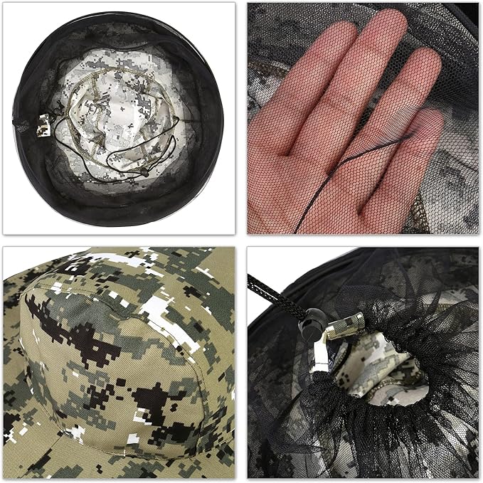 Head Net with Removable Mesh Hidden Netting, Design for Outdoor Fishing Gardening