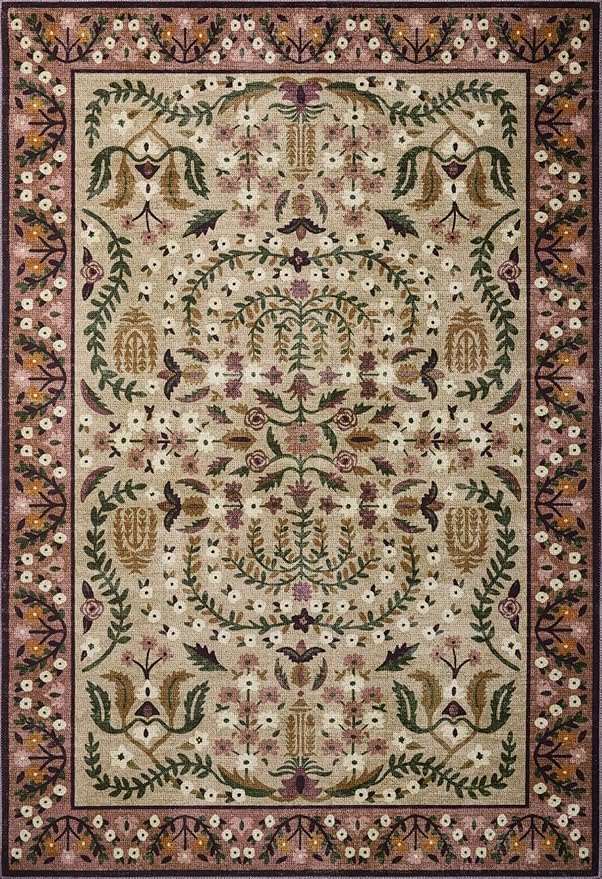 Loloi Rifle Paper Co. Canopy Collection CNP-03 Aubergine 7'-6" x 9'-6" Area Rug