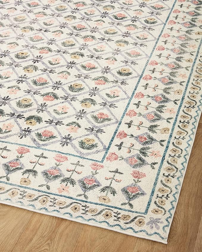 Rifle Paper Co. x Loloi Eden Collection EDE-03 Lattice Ivory 2'-6" x 7'-6" Runner Rug