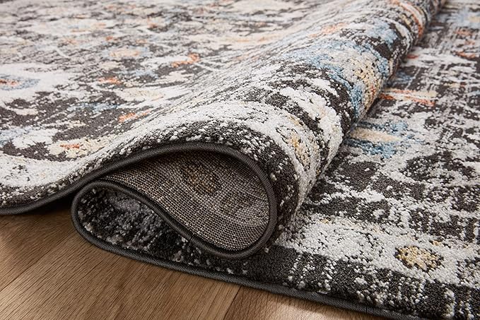 Loloi II Odette Collection ODT-04 Charcoal/Multi 5'-3" x 5'-3" Round Accent Rug
