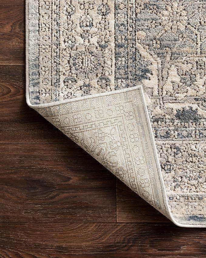 Loloi II Teagan Collection TEA-04 Sky/Natural 2'-8" x 4', .25" Thick, Accent Rug, Soft, Durable, Neutral, Woven, Low Pile, Non-Shedding, Easy Clean, Living Room Rug