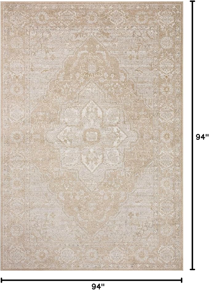 Loloi II Odette Collection ODT-05 Beige/Silver 7'-10" x 7'-10" Round Area Rug