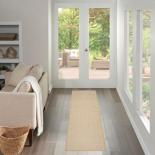 Nourison Courtyard Natural 2'2" x 8' Area Rug - Easy Clean, Non Shedding, Bed Room, Living Room, Dining Room, Kitchen (8' Runner)