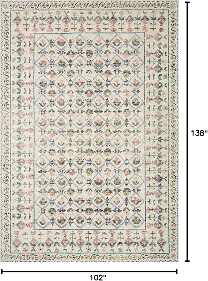 Rifle Paper Co. x Loloi Eden Collection EDE-03 Lattice Ivory 8'-6" x 11'-6" Area Rug
