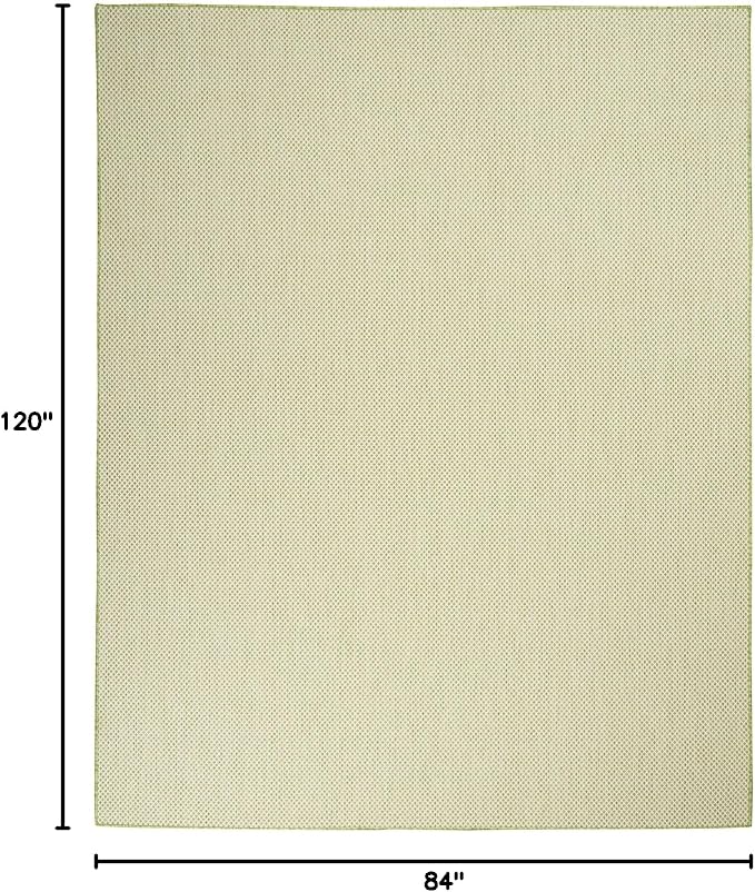 Nourison Courtyard Indoor/Outdoor Ivory Green 7' x 10' Area Rug, Geometric, Easy Cleaning, Non Shedding, Bed Room, Living Room, Dining Room, Deck, Patio, Backyard (7x10)
